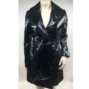Via Spiga Patent Leather Black Trench Size S